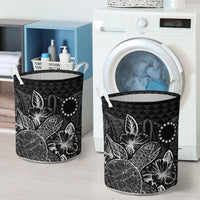 Cook Islands Laundry Basket - Polynesian Turtle Hibiscus Black - Polynesian Pride