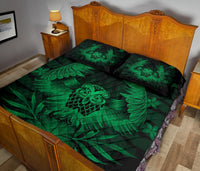 Hawaii Owl Hibiscus Plumeria Quilt Bed Set - Green - Polynesian Pride