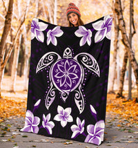 Hawaiian Violet Turtle Plumeria Blanket - Polynesian Pride