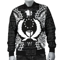 Pohnpei Polynesian Men's Bomber Jacket Map Black - Polynesian Pride
