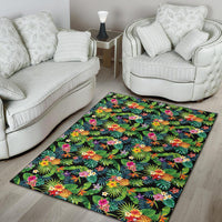 Tropical Pattern With Pineapples, Palm Leaves And Flowers. Rug - Polynesian Pride