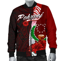 Pohnpei Micronesia Men's Bomber Jacket - Coat Of Arm With Hibiscus - Polynesian Pride