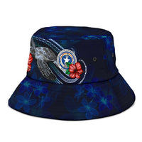 Northern Mariana Islands Polynesian Bucket Hat - Blue Turtle Hibiscus - Polynesian Pride
