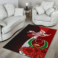 Pohnpei Micronesia Area Rug - Coat Of Arm With Hibiscus - Polynesian Pride