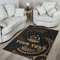 Vanuatu Polynesian Custom Personalised Area Rug - Gold Tribal Wave - Polynesian Pride
