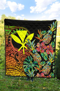 Polynesian Hawaii Premium Quilt - Pineapple Hibiscus - Polynesian Pride