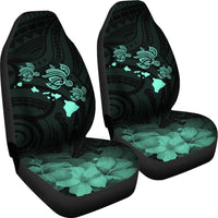 Hawaii Hibiscus Map Polynesian Ancient Turquoise Turtle Car Set Covers - Polynesian Pride