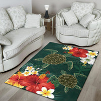 Hawaii Sea Turtle Hibiscus Plumeria Rug - Polynesian Pride