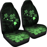 Hawaii Hibiscus Map Polynesian Ancient Green Turtle Car Set Covers - Polynesian Pride