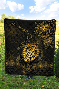 Hawaiian Turtle Hibiscus - Premium Quilt - Flora Style - Polynesian Pride
