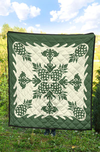 Hawaiian Pineapple Pattern Premium Quilt - Green - Argu Style - Polynesian Pride