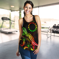 Cook Islands Polynesian Women Tank Top - Turtle With Blooming Hibiscus Reggae - Polynesian Pride