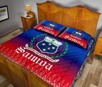 Samoa Quilt Bed Set - Samoa Coat of Arms Red Blue Version - Polynesian Pride