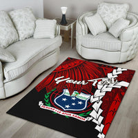 Samoa Polynesian Custom Personalised Are Rug - Tribal Wave Tattoo Flag Color - Polynesian Pride