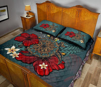 Papua New Guinea Quilt Bed Set - Blue Turtle Tribal - Polynesian Pride