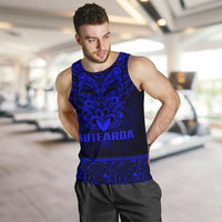 New Zealand Rugby Men's Tank Top Maori Haka - Silver Fern (Blue) - Polynesian Pride