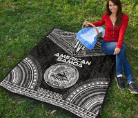 American Samoa Premium Quilt - American Samoa Seal Polynesian Chief Black Version - Polynesian Pride
