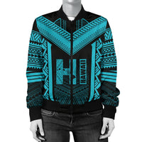 Hawaiian Kanaka Polynesian Women's Bomber Jacket Active Blue - Polynesian Pride