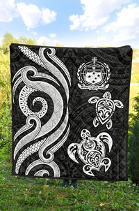 Samoa Premium Quilt - White Tentacle Turtle - Polynesian Pride