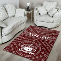 Samoa Personalised Area Rug - Samoa Seal In Polynesian Tattoo Style (Red) - Polynesian Pride