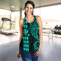 Kanaka Map Women's Racerback Tank Turquoise - Polynesian Pride