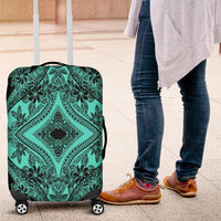 Polynesian Plumeria Mix Turquoise Black Luggage Covers - Polynesian Pride