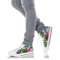 Federated States of Micronesia High Top Shoes White - Turtle Plumeria Banana Leaf - Polynesian Pride