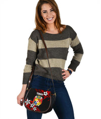 Mate Ma'a Tonga Rugby Leather Saddle Bag Polynesian Unique Vibes - Red - Polynesian Pride