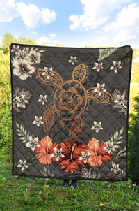 Hawaii Turtle Polynesian Hibiscus Kanaka Style Tropical - Premium Quilt AH - Polynesian Pride