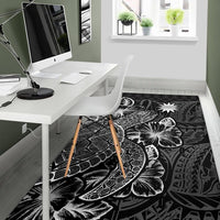Nauru Area Rugs Turtle Hibiscus Black - Polynesian Pride