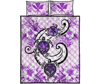 Hawaii Polynesian Plumeria Hibiscus Turtle Quilt Bed Set - AH - Jack Style - Pink Art - Polynesian Pride