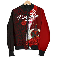Vanuatu Polynesian Men's Bomber Jacket - Coat Of Arm With Hibiscus - Polynesian Pride