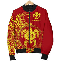 Hawaii Polynesian Men's Bomber Jacket - Vintage Polynesian Turtle (Red) - Polynesian Pride