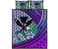 Kanaka Maoli (Hawaiian) - Quilt Bed Set Lauhala Polynesian Hibiscus Purple Purple - Polynesian Pride