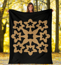 Hawaiian Premium Blanket Royal Pattern - Black And Gold - A1 Style - Polynesian Pride