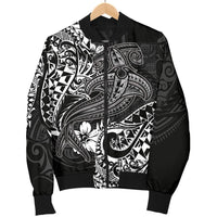 Polynesian Men's Bomber Jacket - White Shark Polynesian Tattoo - Polynesian Pride