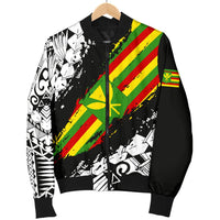 Polynesian Kanaka Flag Women's Bomber Jacket - Nora Style - White - Polynesian Pride