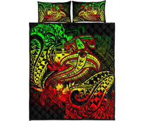 Samoa Quilt Bed Set - Reggae Shark Polynesian Tattoo - Polynesian Pride