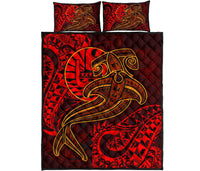 Tahiti Quilt Bed Set - Red Shark Polynesian Tattoo - Polynesian Pride