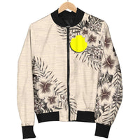 Palau Men's Bomber Jacket - The Beige Hibiscus - Polynesian Pride