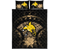 Papua New Guinea Polynesian Quilt Bed Set Hibiscus Gold - Polynesian Pride