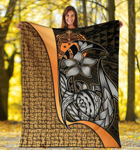 Samoa Polynesian Premium Blanket Gold - Turtle With Hook - Polynesian Pride