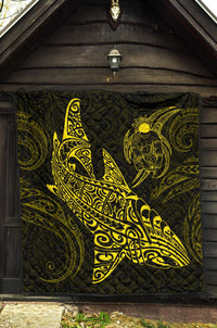 Polynesian Quilt - Polynesian Yellow Shark Warrior Tattoo - Polynesian Pride