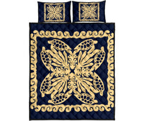 Hawaii Turtle Royal Indigo Quilt Bed Set - Dey Style - AH Indigo - Polynesian Pride