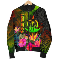 Vanuatu Polynesian Personalised Men's Bomber Jacket - Hibiscus and Banana Leaves - Polynesian Pride