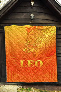 Sun In Leo Zodiac Premium Quilt Polynesian Tattoo Simple - Orange - Polynesian Pride