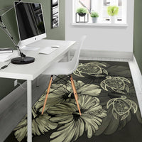 Hawaiian Map Hibiscus Flowers Vintage Polynesian Rug AH - Polynesian Pride