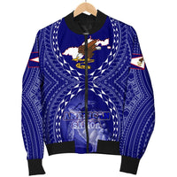 American Samoa Polynesian Men's Bomber Jacket - American Samoa Flag with Polynesian Tattoo - Polynesian Pride