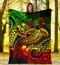 Chuuk Premium Blanket - Reggae Shark Polynesian Tattoo - Polynesian Pride