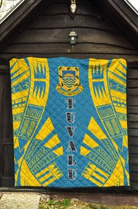 Tuvalu Premium Quilt - Tuvalu Coat Of Arms Polynesian Yellow Tattoo - Polynesian Pride